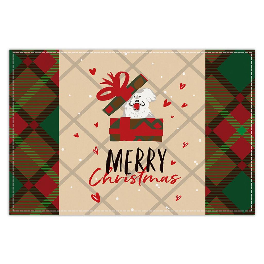 Christmas Meal Mat, Linen Snowman Checkered Printed Table Mat, Holiday Party Restaurant Decoration Insulation Mat