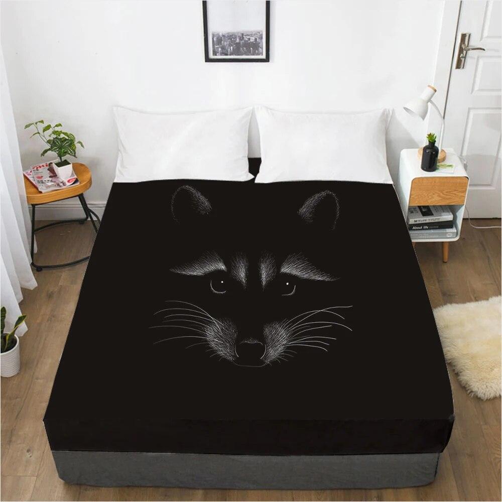 Mattress Cover Fitted Sheet With Elastic Band Bed Sheets Bedding Linens Queen King Size Bedsheet 90/150/160X200CM Black Horse