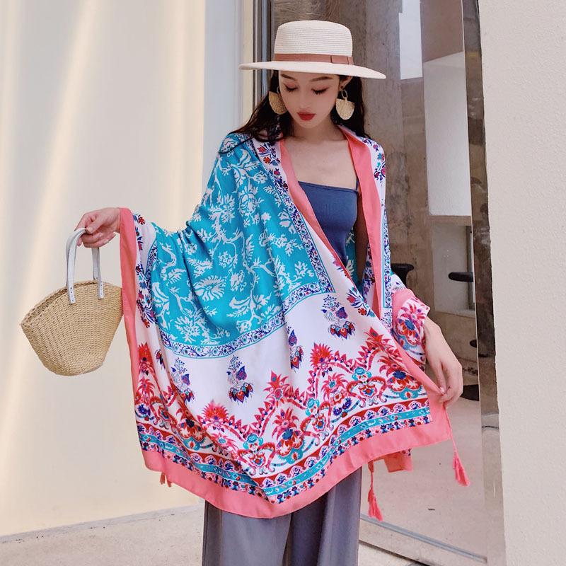 Frauen Schal MODERNE NEUE SAGA Sommer Strand Schal Wraps Gedruckt Stolen Weibliche Dünne Schals Capes Tippet