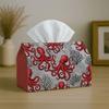 1pc Coastal Marine Octopus Sea Tissue Box with Red Black White Vibrant Art- Napkin Storage Organizer for Kitchen,Car,Elegant Decorative Box,Purpose Fo