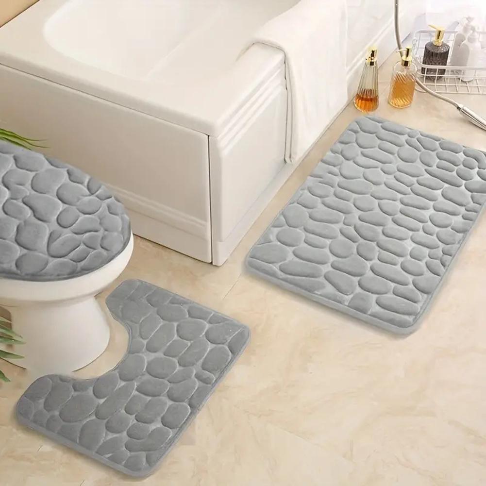 Ultra-Soft 3pcs Memory Sponge Bath Mat Set Soft Comfortable Bathroom Rug For Wash Basin Bathtubs Side