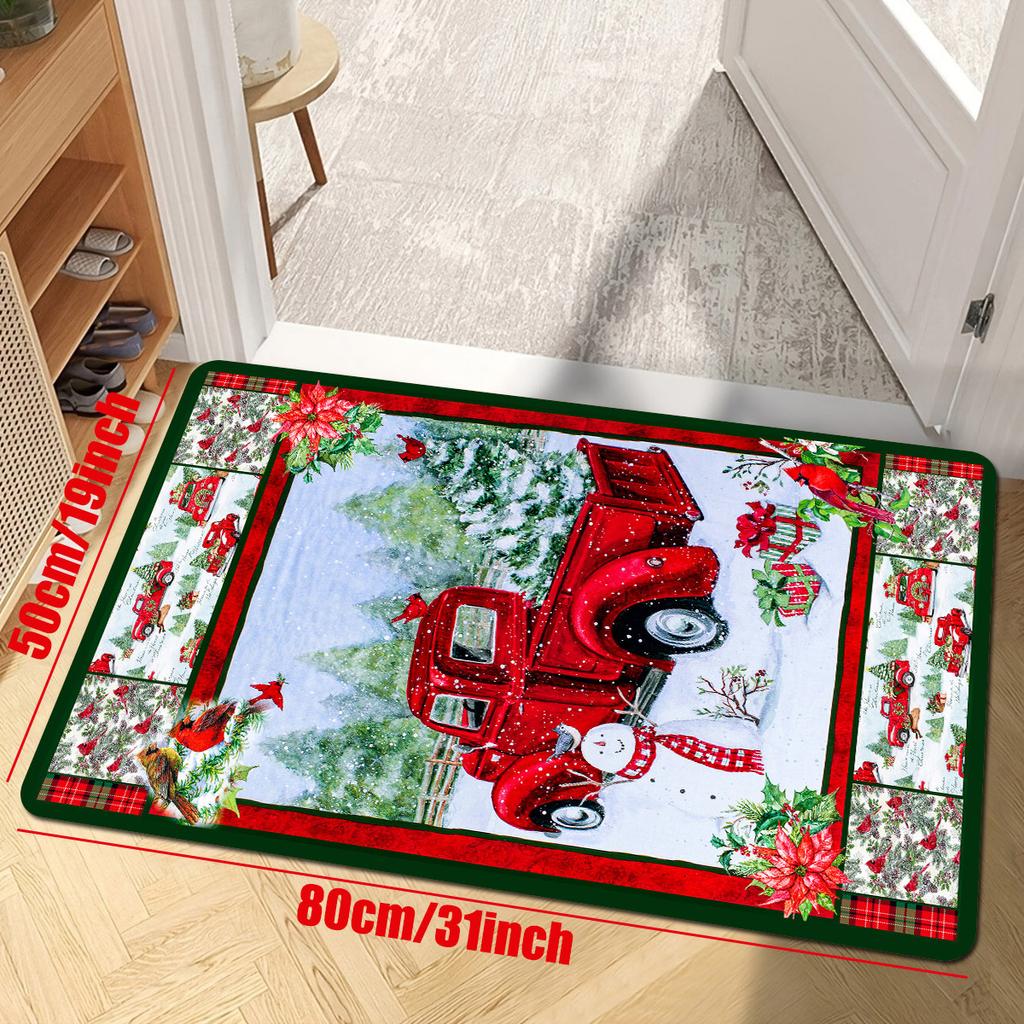 1Pcs Anti Fatigue Kitchen Rugs Christmas Truck Snowman  Waterproof Non-Slip Thick Cushioned Kitchen Mat Heavy Duty Comfort Standing Mat for Kitchen