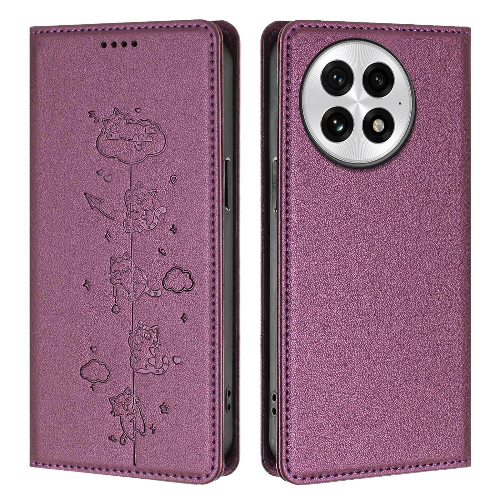 For OnePlus 13 Case RFID Blocking Wallet Stand Imprinted Cat Pattern Leather Phone Cover