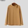 INCERUN Oversized Men Irregular Lapel Neck Long Sleeve Solid Loose Casual Shirts