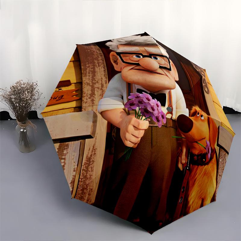 Disney Carl's Date Automatic Opening and Closing Folding - A Good Choice for Gifts, Fashionable and Convenient Umbrella With Cute Cartoon Ch