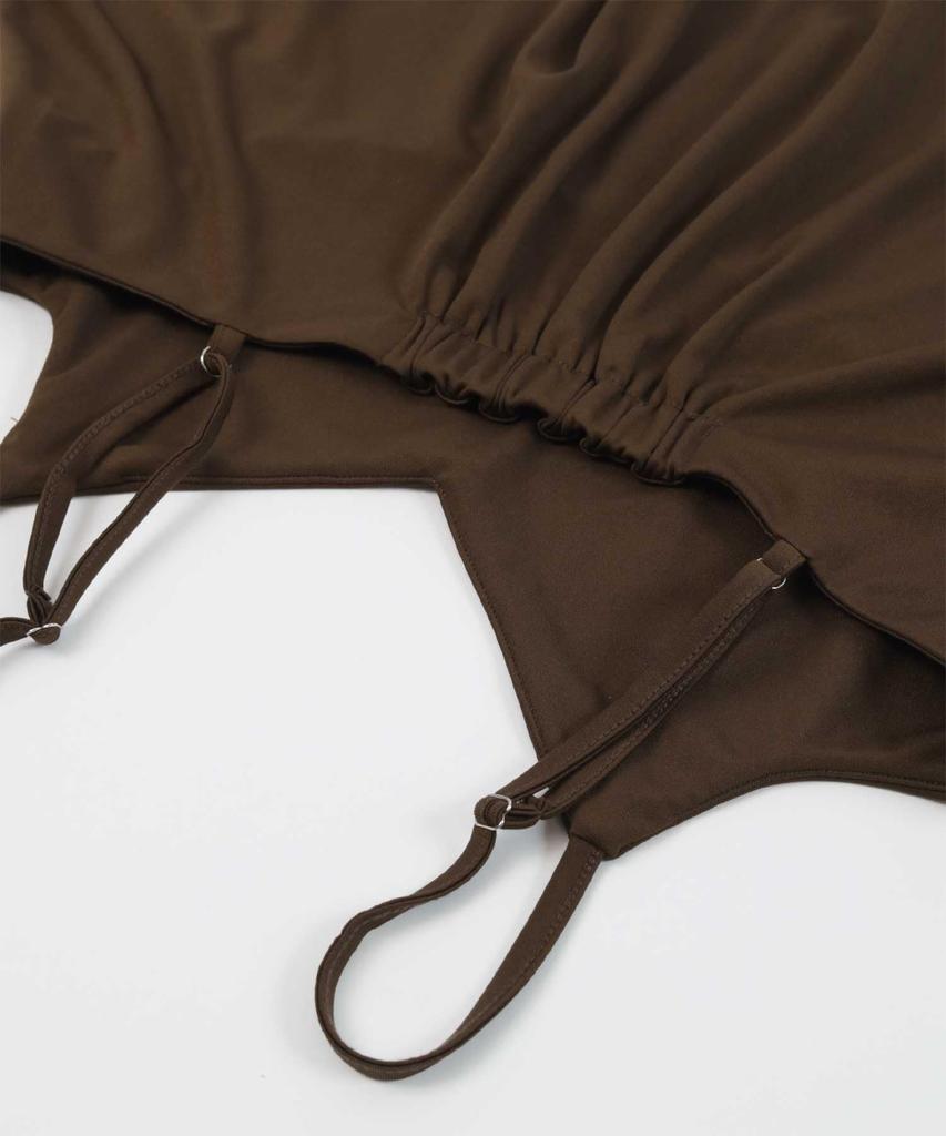 Ensemble Top Plissé Sans Armatures et Bikini DDXM0557 Femme Taille Moyenne Noir