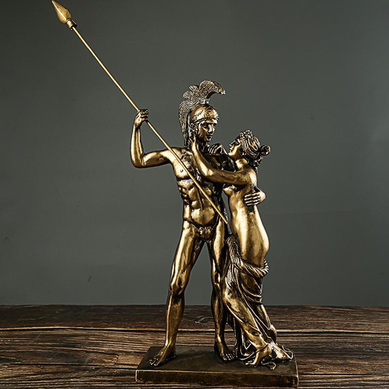 Retro pryskyřičná socha řeckých mytologických postav Domácí dekorace Stolní ozdoby Bůh války Ares a Venuše Socha Řemesla