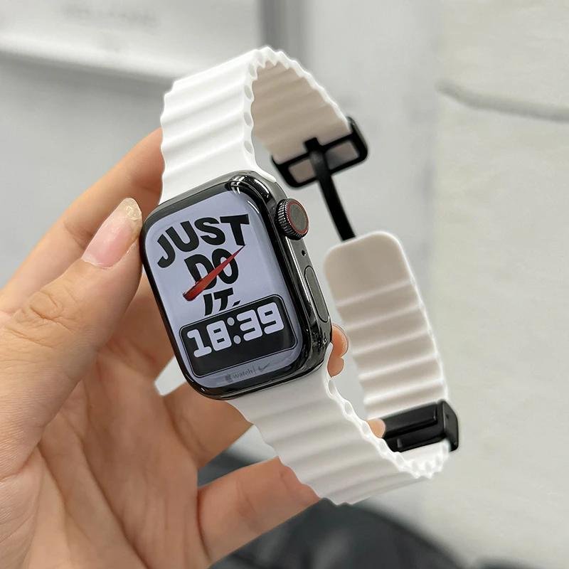 Ocean-Armband für Apple Watch 10 9 8 7 Ultra-Armband 46mm 45mm 49mm 44mm 41/42mm Silikon Magnetisches Sportarmband iWatch Series se 6