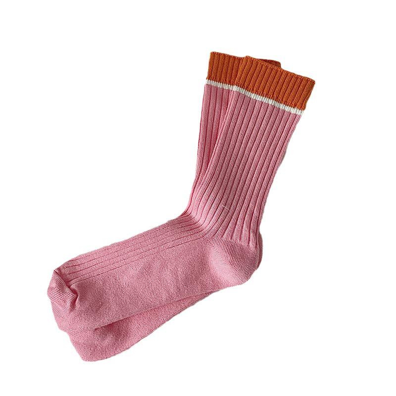 Dopamin Damen Candy Farbe Mid-Tube Socken - Trendige Kontrast Sportstrümpfe