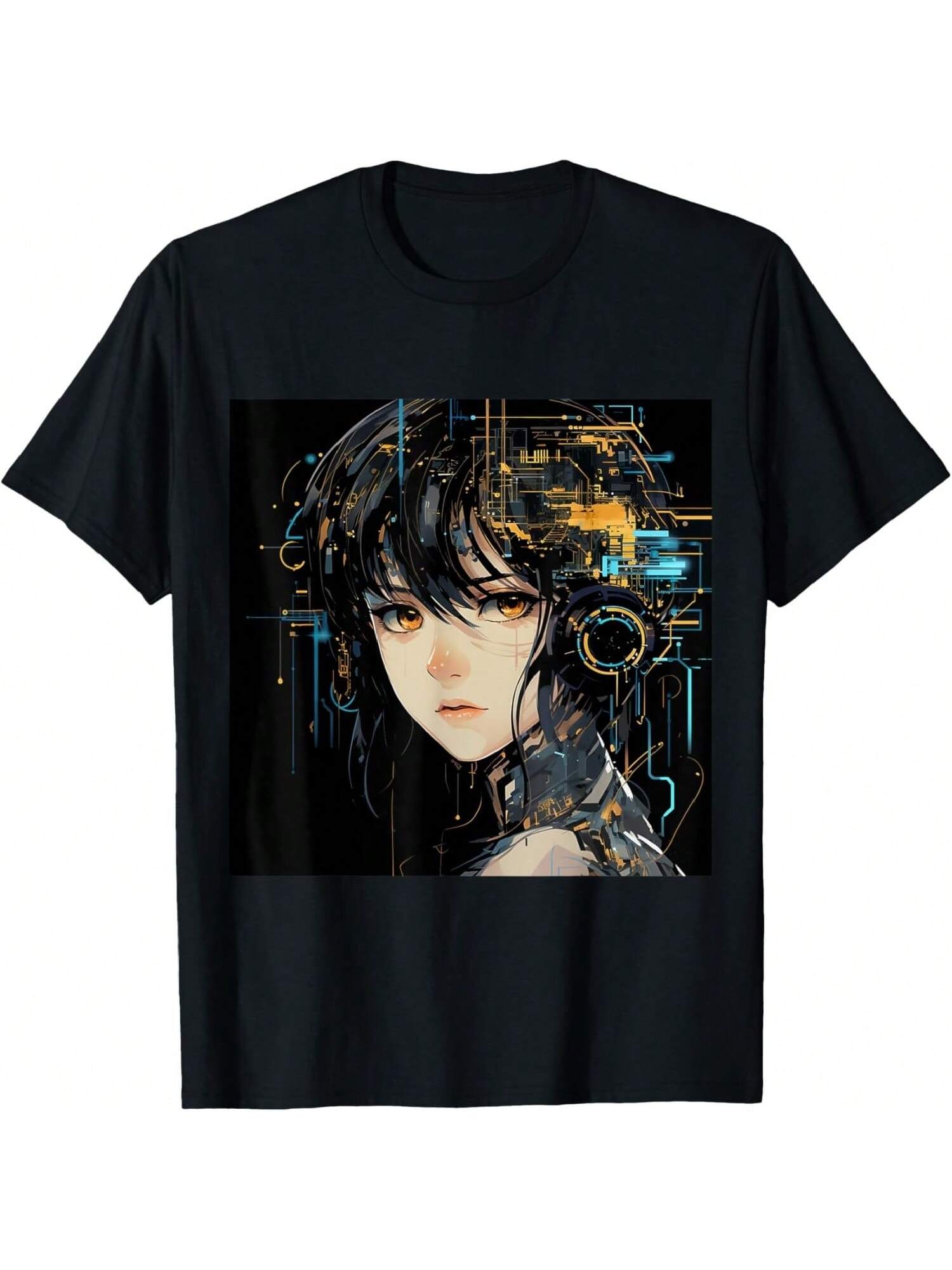 Anime Japanese Manga Drawing Electronic Eleunisexts T-Shirt S