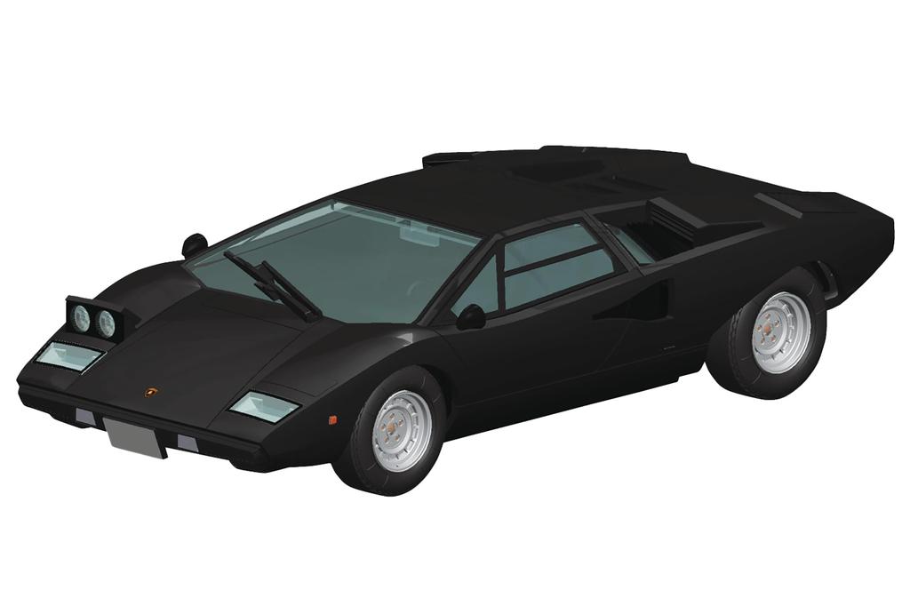 Aoshima Bunka Kyozaisha The Snap Kit Series Lamborghini Countach LP400 Black Plastic Model 1/32 Color-coded 20-F