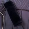 Pinbola 5Pcs In 1 Set Faux Wool Steering Wheel Cover Soft Fluffy Handbrake Cover & Gear Shift Cover & 2Pcs Seat Belt Shoulder Pads Warm Universal Fit