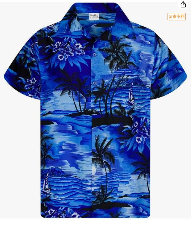 Summer Men's Beach Shirt Printed Hawaiian Short Sleeve Flower Shirt Boys