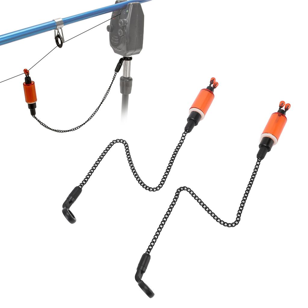 2PCS Fishing Alarm Hanger ABS Stainless Steel Portable Fish Bite Bait Alarm Bite Indicator Carp Fishing Chain for Outdoor Red