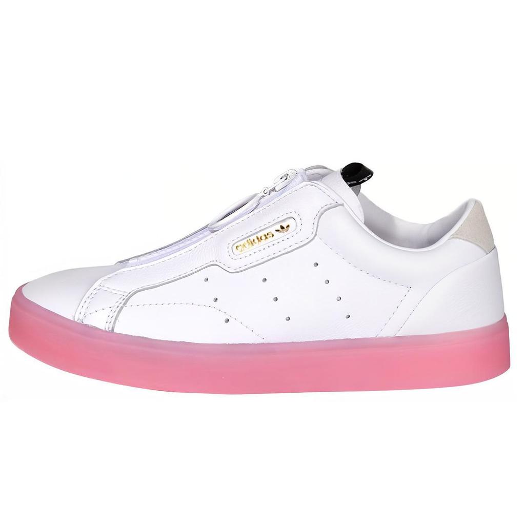 Adidas Originals Sleek Z Minimalist Casual Slip-Resistant Lightweight Low-Top Skate Shoes Women Sneakers White Pink EF0776
