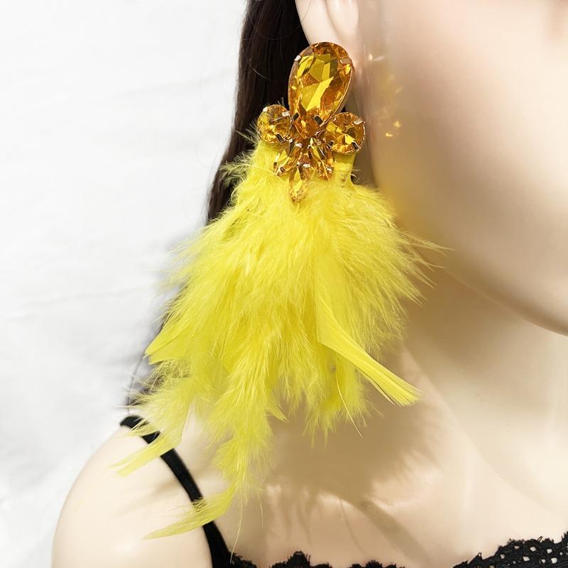 

Супер Сказочные Длинные Серьги с Перьями Темпераментные Персонализированные Серьги Сплав Инкрустированные Бриллиантами Художественная Кисточка