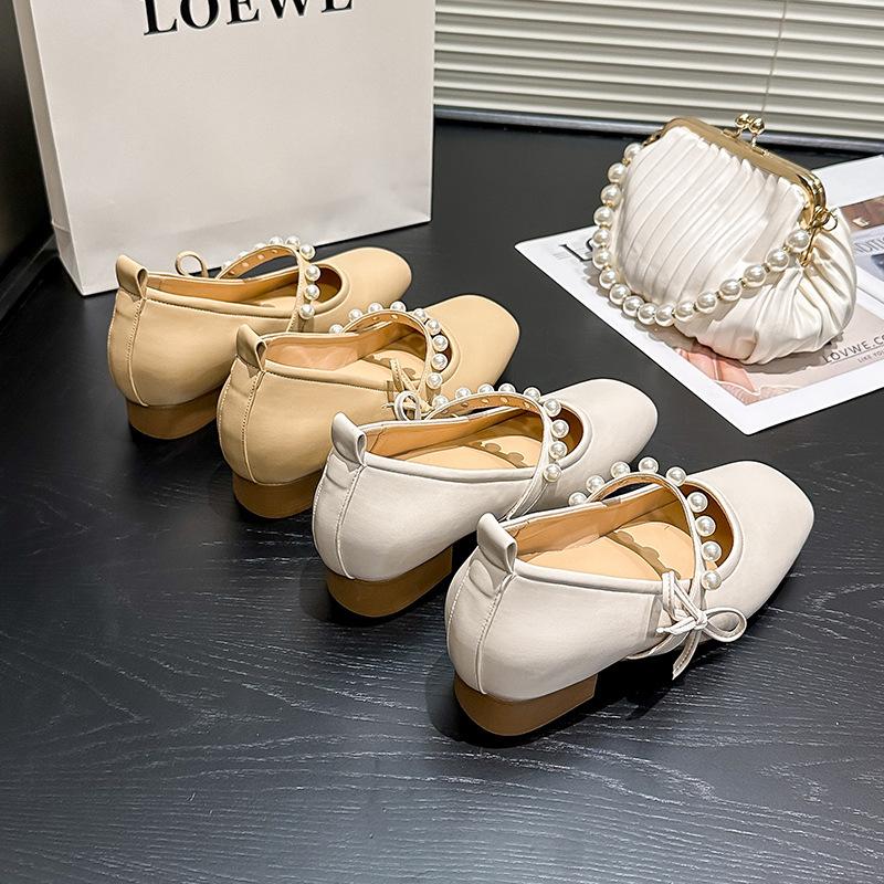 Mary Jane Single Shoes Women's Thick Heels Evening Fairy Wind Spring Summer New Gentle Inner Height-increasing Shoes Small Leather Shoes