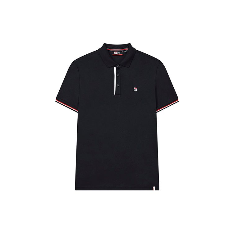 FILA Повседневный деловой дышащая однотонная хлопковая футболка-поло с логотипом мужская Поло-рубашки Темно-синий F51M221103FNV M