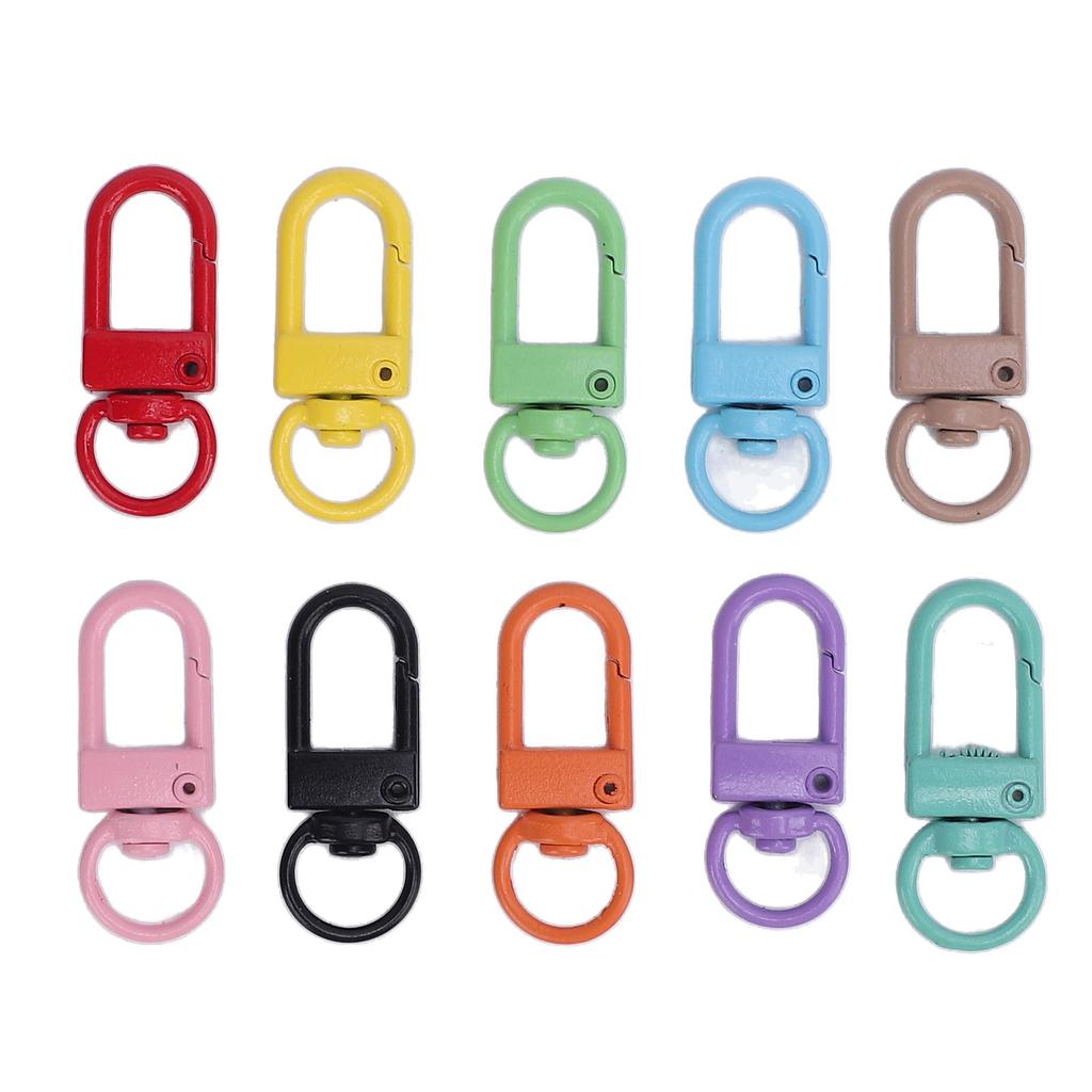 50PCS Colorful Snap Hooks Metal Swivel Claw Clasps for Crafts Making Backpack Keychain Pendant 10