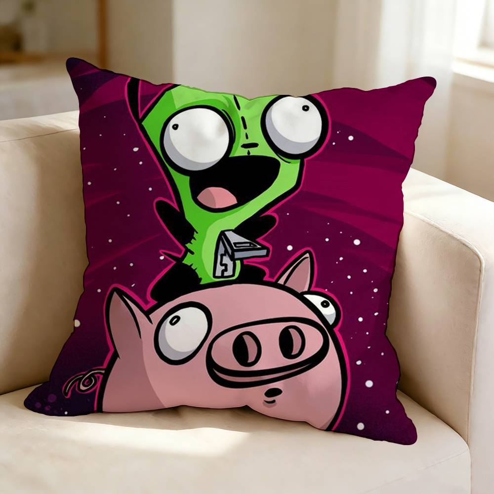 Animation IInvader ZZim GGIR  Square DoubleSided printed Pillow Case Bedroom Bedside Pillow Sofa Cushion Cover