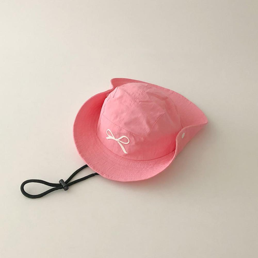 

Летняя детская шляпа-рыбак с вышивкой в виде банта в корейском стиле для девочек розовый