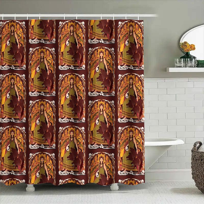 Gothic Shower Curtain Dark Academia Aesthetic Vintage Tapestry Halloween Decor Washable Bathroom Set Artistic Home Decor