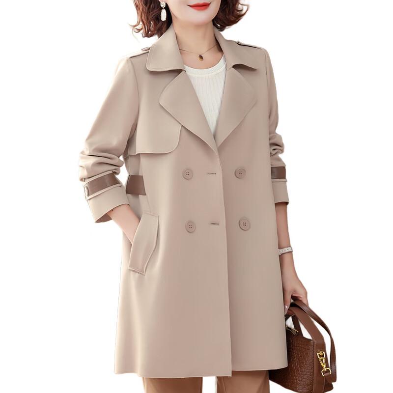 Yalu Women's Elegant Plus Size Mid-Length Spring/Autumn Trench Coat
