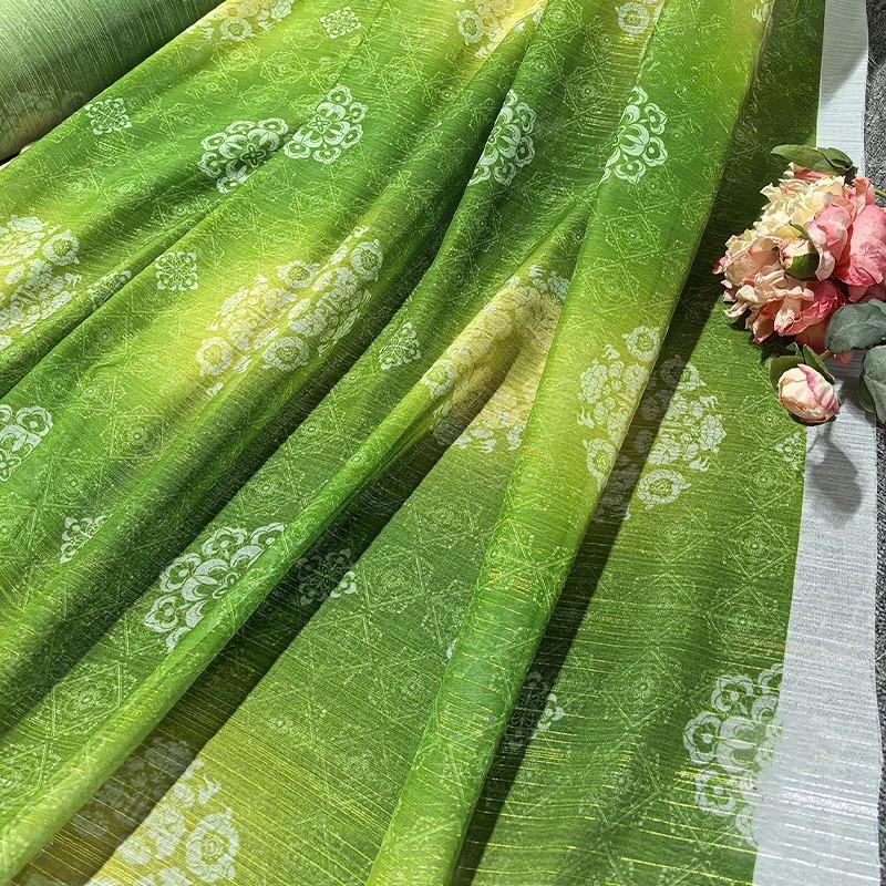 Ancient Flower Print Tulle Chiffon Fabric For DIY Hanfu Stage Dance Dress Costume Sewing Designer Fabric Decor Crafts 100x150cm