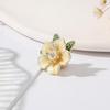 Elegant Retro Gardenia Brooch with Diamond, Pearl, and Leaf Design - Anti-Exposure Pin for Women