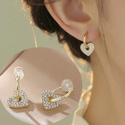 Kein Piercing Ohr Clip Liebe Herz Strass Ohrringe Frauen 2024 Neue Ohrringe