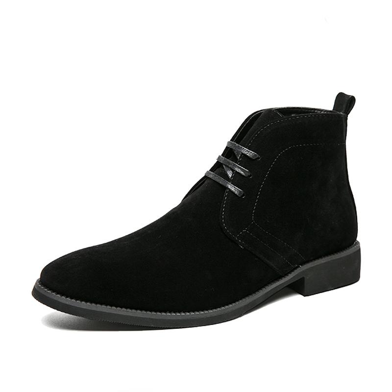 

Модные зимние ботинки Plus Velvet Black Chelsea Men Boots Высококачественные меховые ботинки на шнуровке Модные ковбойские ботинки Plus Size 38-48 Ботильоны 48 чёрный