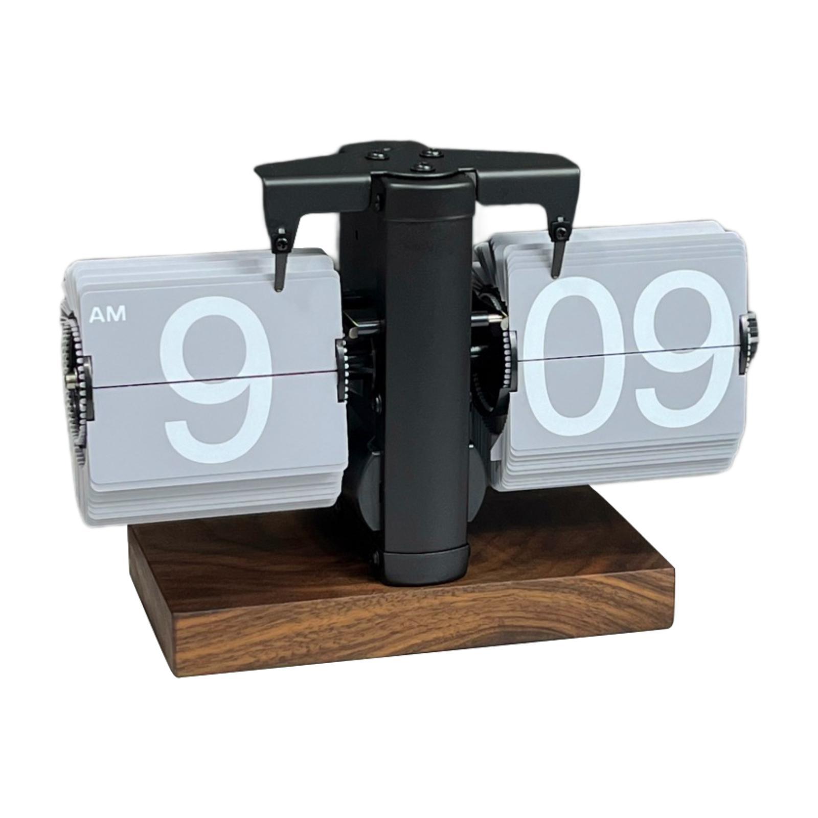 

Автоматические перекидные часы с деревянной подставкой, большой дисплей с цифрами, механические перекидные настольные часы для прикроватной тумбочки, кафе, обеденного стола, спальни, взрослых серый