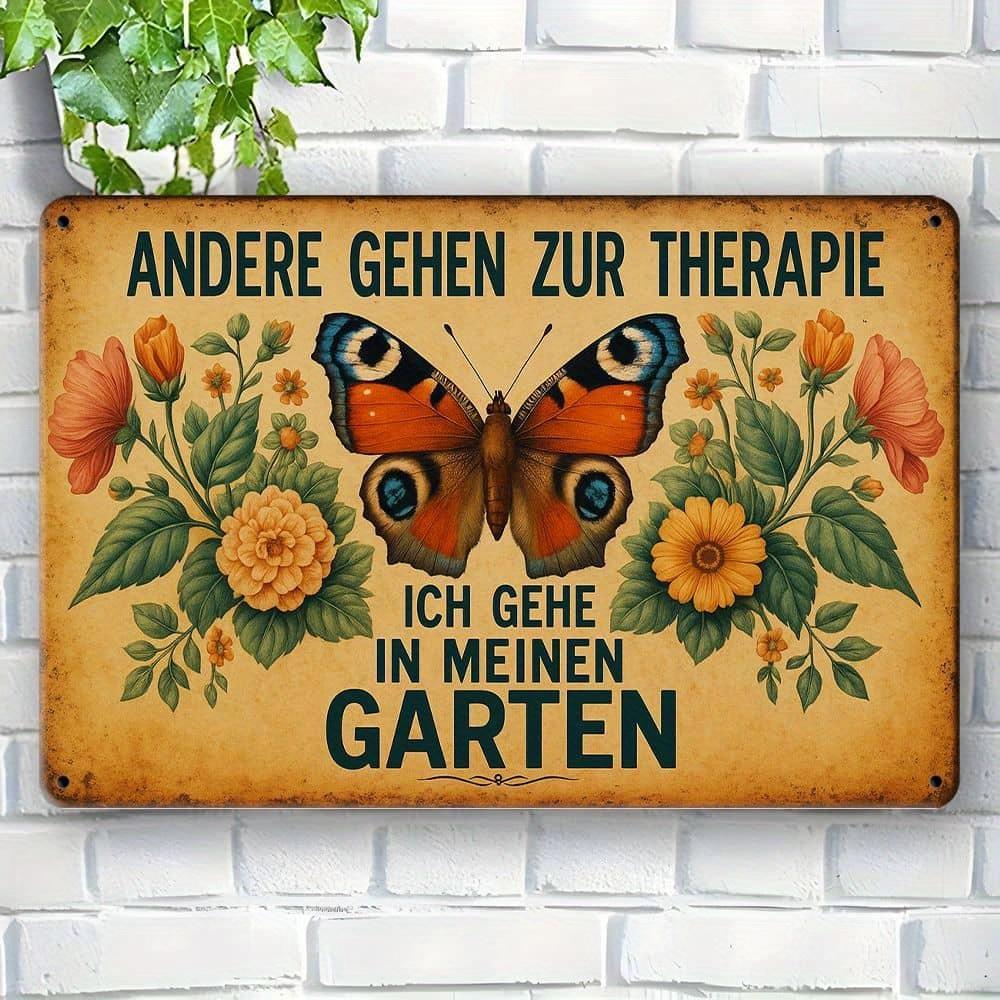 

Garden Therapy German Metal Sign - 19.81x29.97cm Vintage Rustic Decor for Garden & Man Cave Spaces чистый