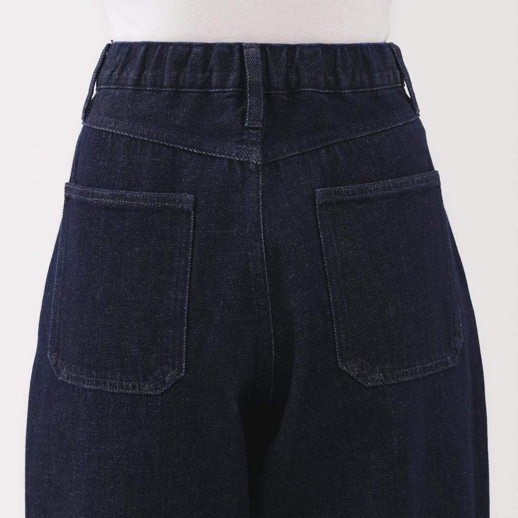 MUJI Kapok-Mischung Denim Barrel Dunkel Größe S Damen Hose, Marineblau, (BE1YFA5A)