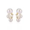 Exquisite French Faux Pearl & Zirconia Irregular Stud Earrings for Women