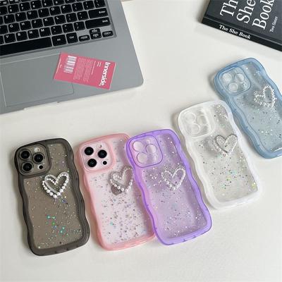 Custodia per telefono cellulare Apple 15 Promax: Anti-Caduta, Amore Perla, Onda Morbida Resina Epossidica Trasparente Fai da Te.