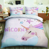 Kawaii Unicorn Colorful Luminous Unicorn Kids Bedding Set For Girls Pink Deluxe Quilt Cover Bedding Set King Queen Quilt Cover