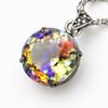 CERTIFIED 69 Ct Natural Mystic Round Topaz Pendant 925 Sterling Silver Gemstone