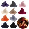 Wide Brim Sun Hat Women Pointed Witch Hat, Foldable Knitted Cap, Halloween Masquerade Party Prop Cosplay for Autumn Winter, Themed Costume Accessory