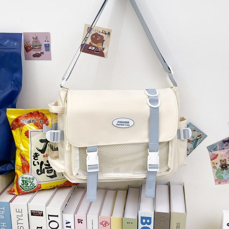 School Bag 2025 Large Capacity School Bag Mail Carrier Bag Transparent Versatile Simple Shoulder Bag High Value Messenger Bag