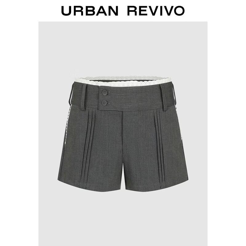 UR2026 Women s Lace Pleated Double-Button Shorts XXS