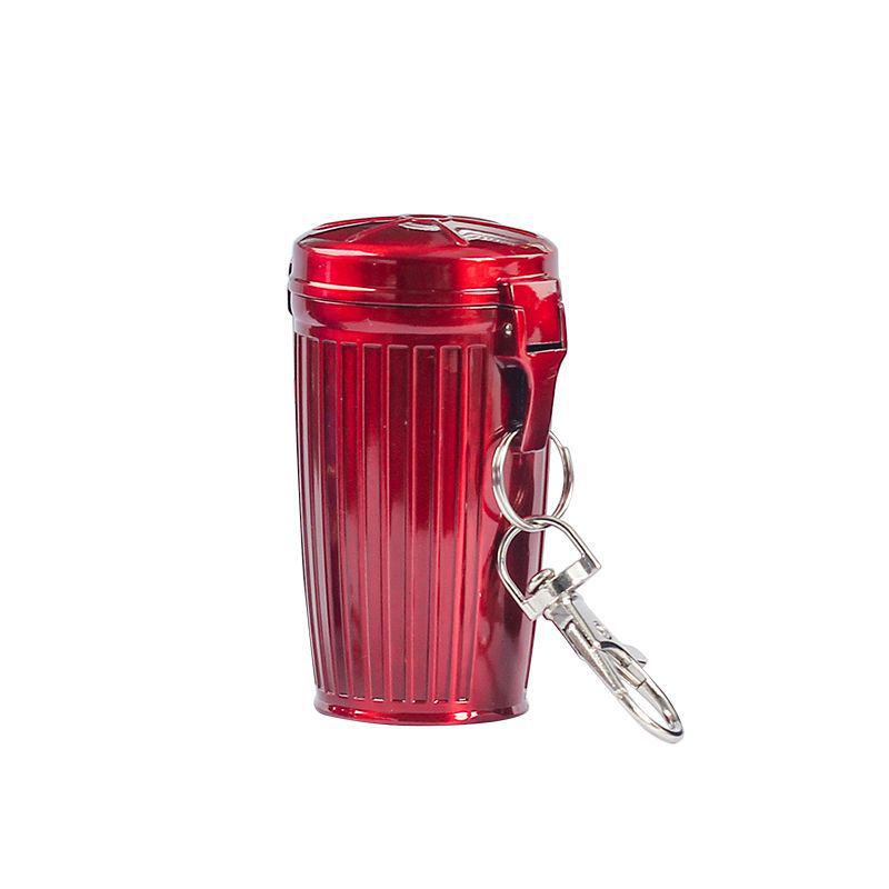 Stylish Metal Portable Ashtray & Cigarette Case with Pop-Top and Carabiner