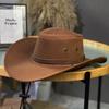 Large Brim Felt Fedora Hats Ethnic Style Mongolian Caps Fashion Western Cowboy Hat  Unisex