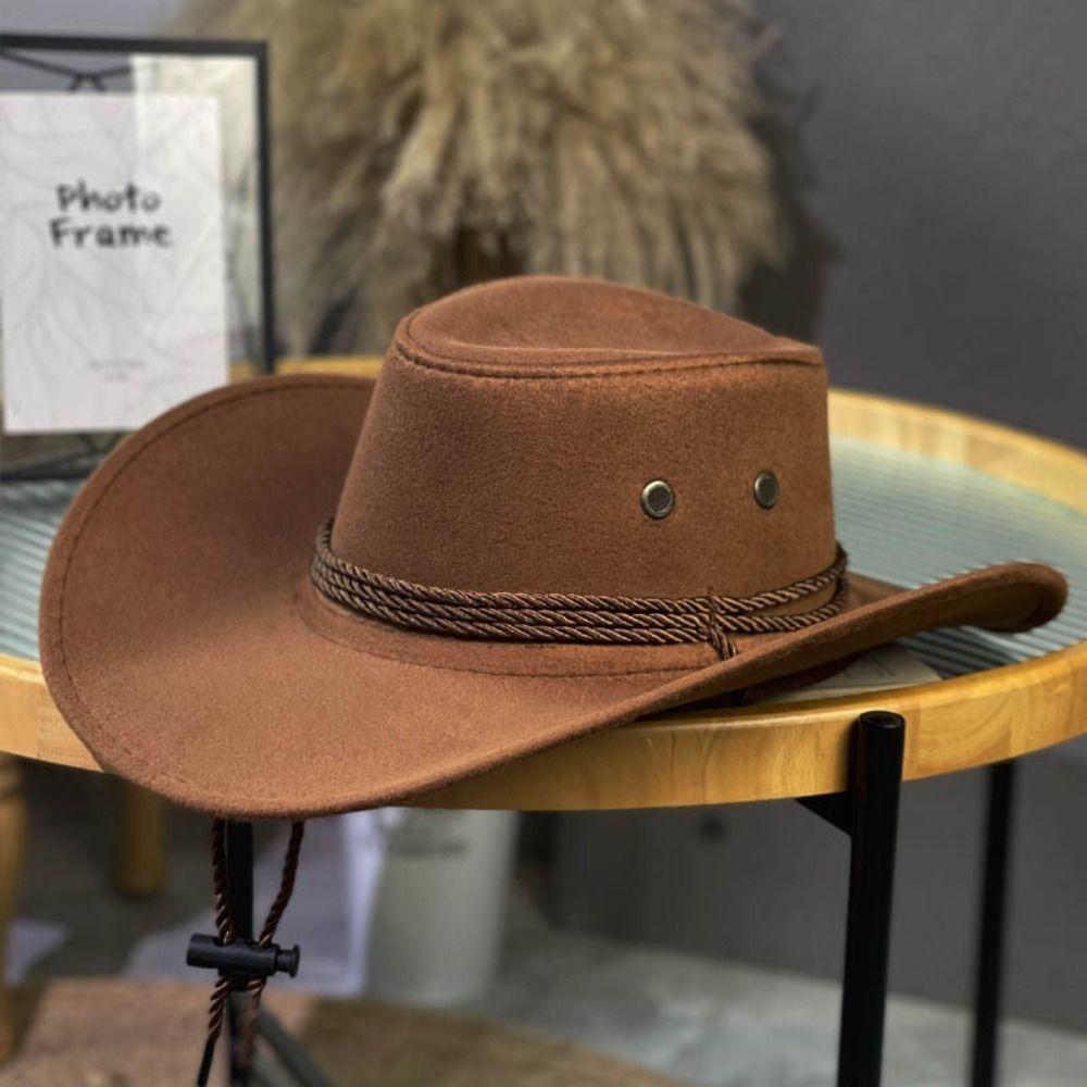Large Brim Felt Fedora Hats Ethnic Style Mongolian Caps Fashion Western Cowboy Hat  Unisex