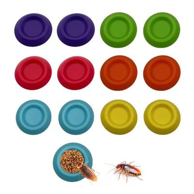 12Pcs Dubia Roaches Feeder Bowls Round Tiny Feeding Dish Colorful Food Dishes with Slope Access for Isopods Springtails Dwarf Invertebrates Terrarium