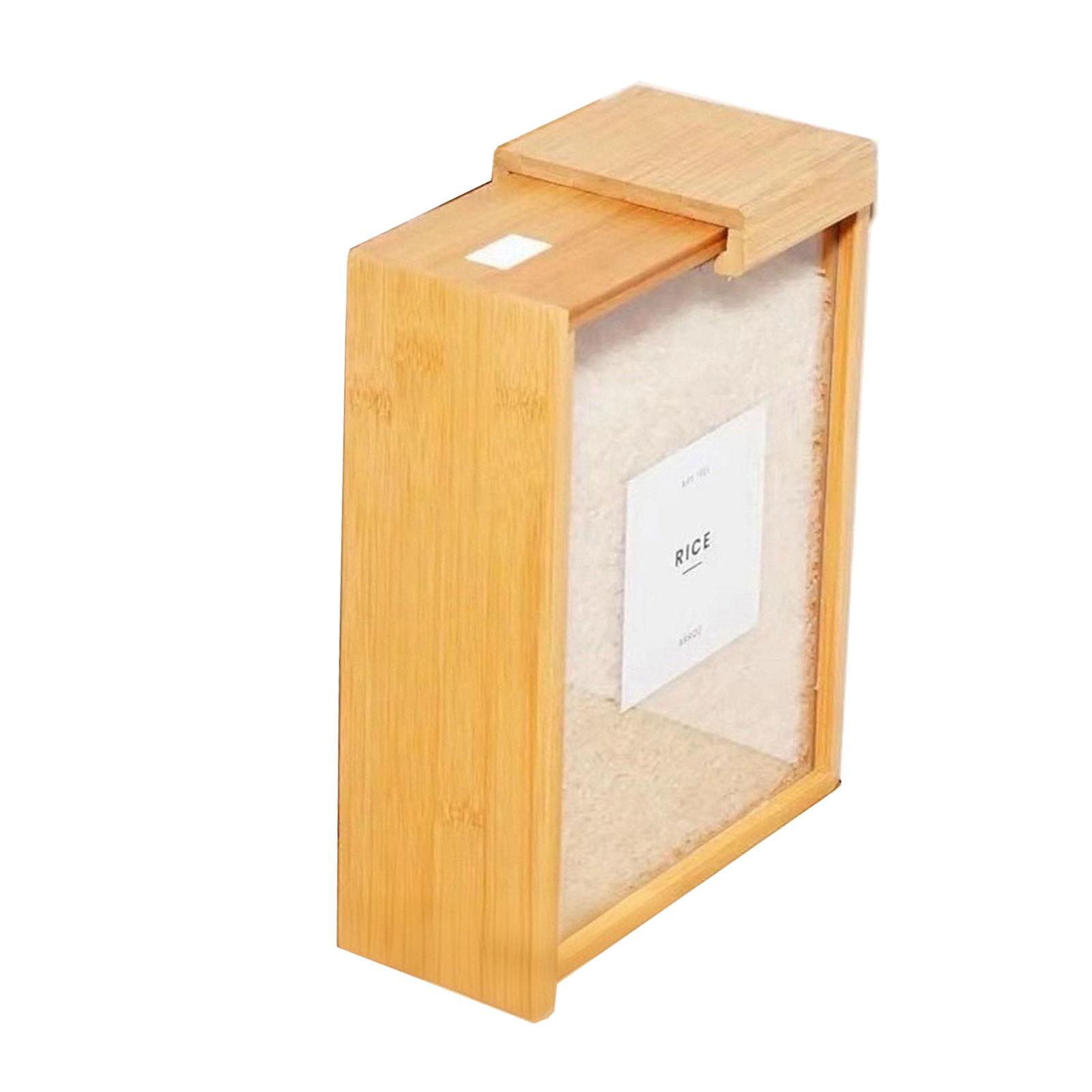 

Многофункциональный бамбуковый диспенсер для продуктов, кухонный органайзер для хранения хлопьев и продуктов в кладовой, с конструкцией скользящей крышки