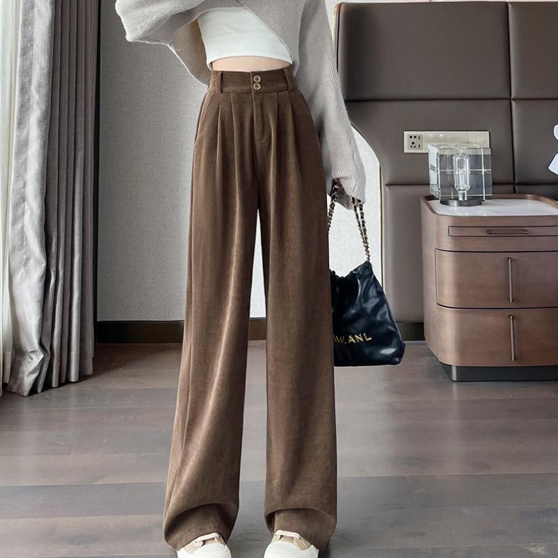 Pantaloni largi din velur alb, pentru femei, toamna și iarna, versiunea nouă, îngustă, cu draperie drepte, pantaloni de costum mic, plus catifea