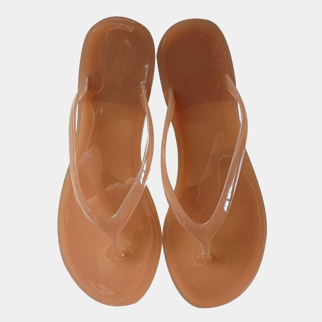 Clear Jelly Thong Sandals - Flat Sole, Transparent Beach Flip-Flops
