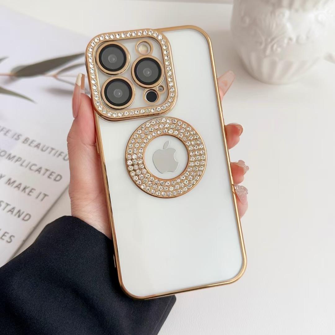 

Apple 16 Mobile Phone Case Electroplating Round Dot Drill IPhone 15 Promax Transparent Leak Standard All-inclusive 14 Mobile Phone Case Soft Apple 16ProMax золотой