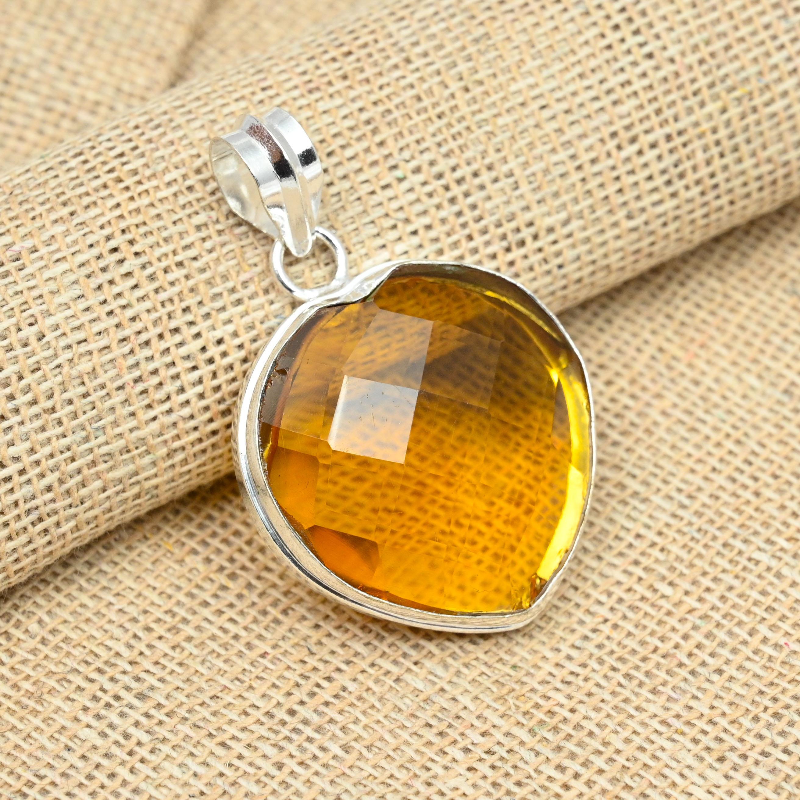 

Чудесный медовый топаз Gemstone 925 Sterling Silver Ювелирный кулон ручной работы 1.96 Inches оранжевый